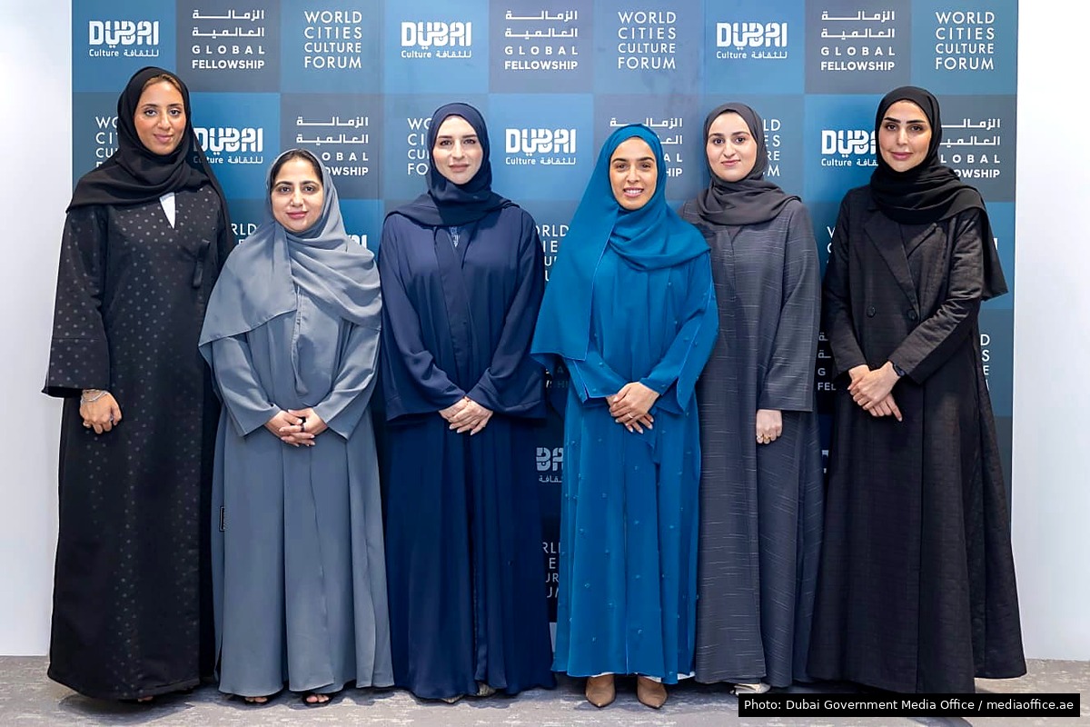 Dubai Culture and World Cities Culture Forum Global Fellowship backdrop, official 2026 photograph.