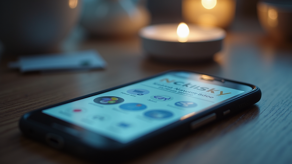 Close-up view of a networking badge and smartphone showing event app interface