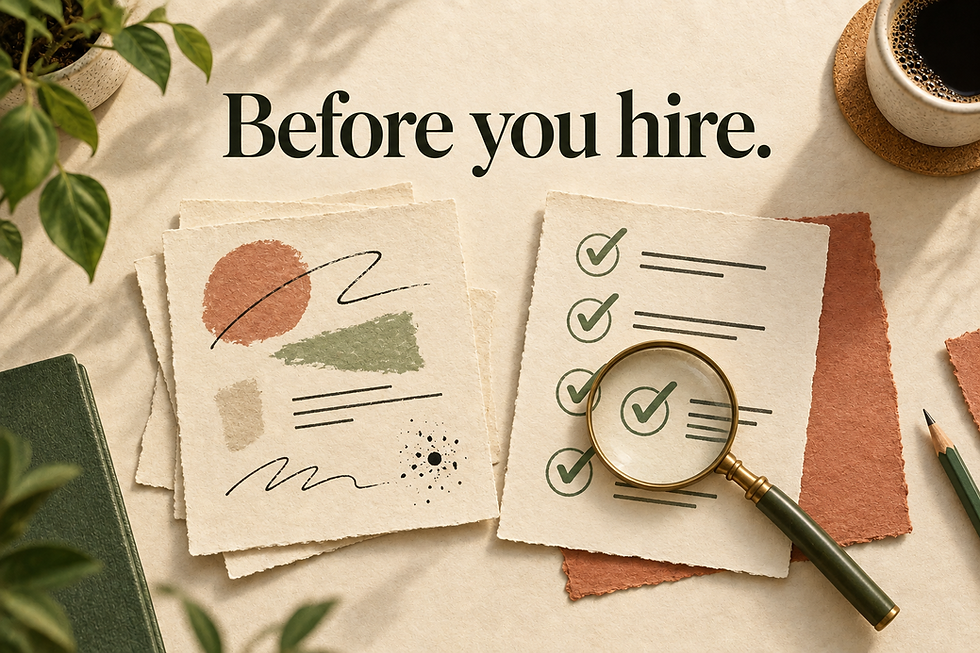 Before you hire. Two paper proposals and a magnifying glass illustrate comparing concrete evidence before hiring an AI automation consultant.