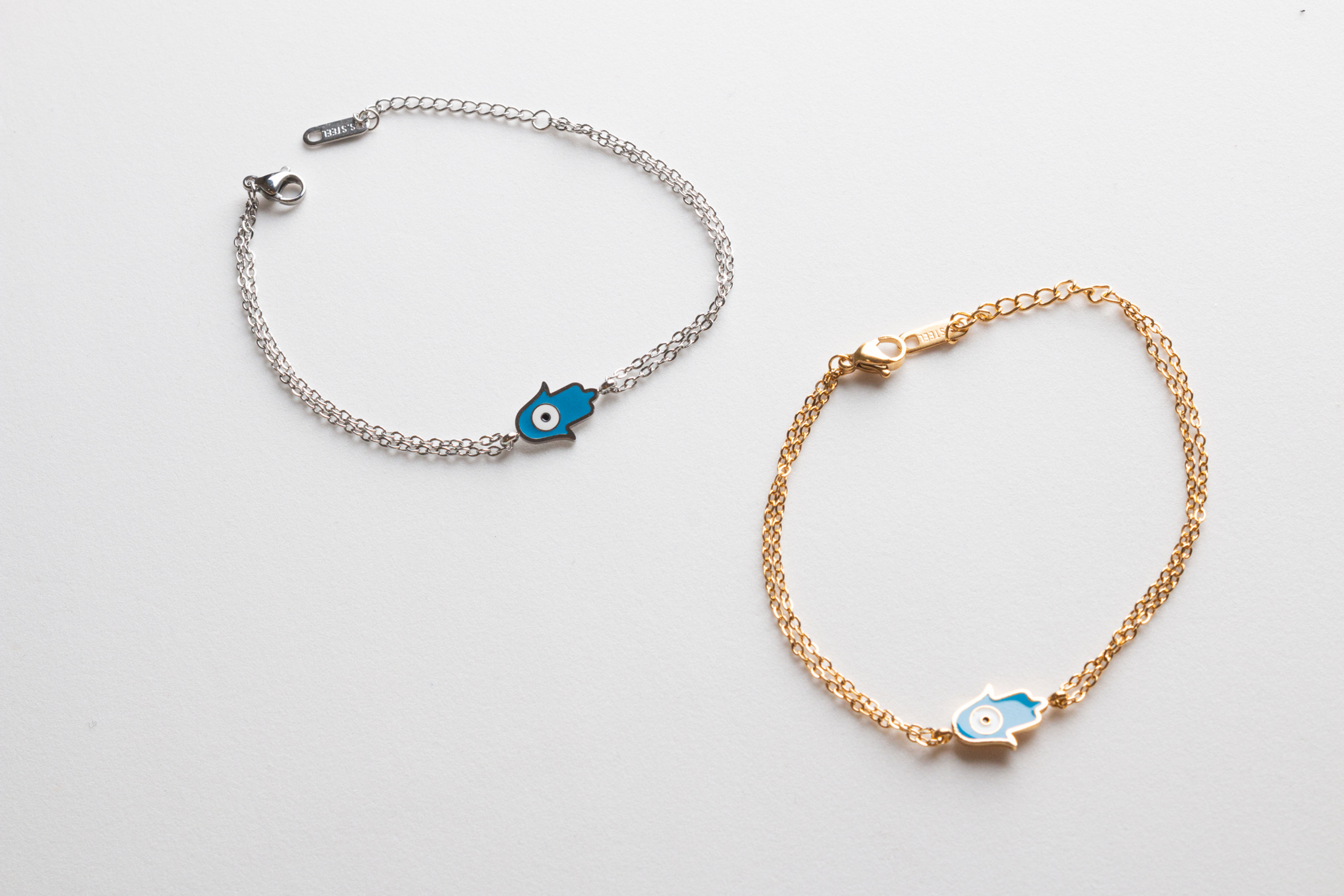 Pulsera Mano Azul Acero