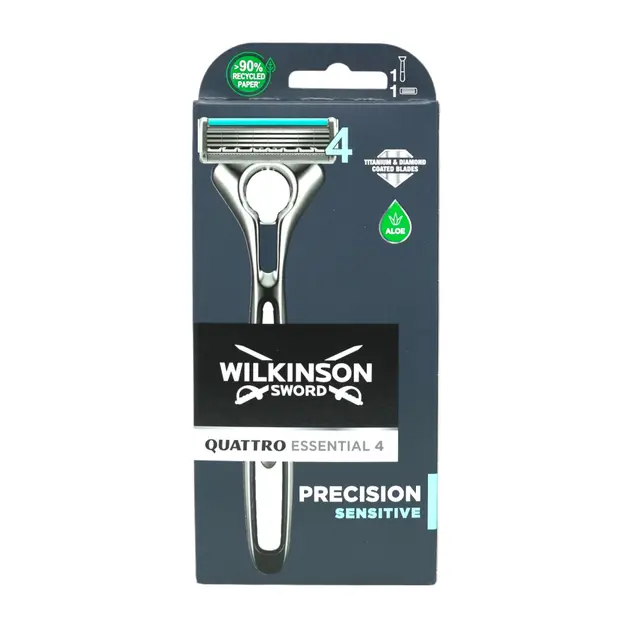 Wilkinson Sword Бритва для гоління чоловіча Quattro Titanium Sensitive 4 леза 1