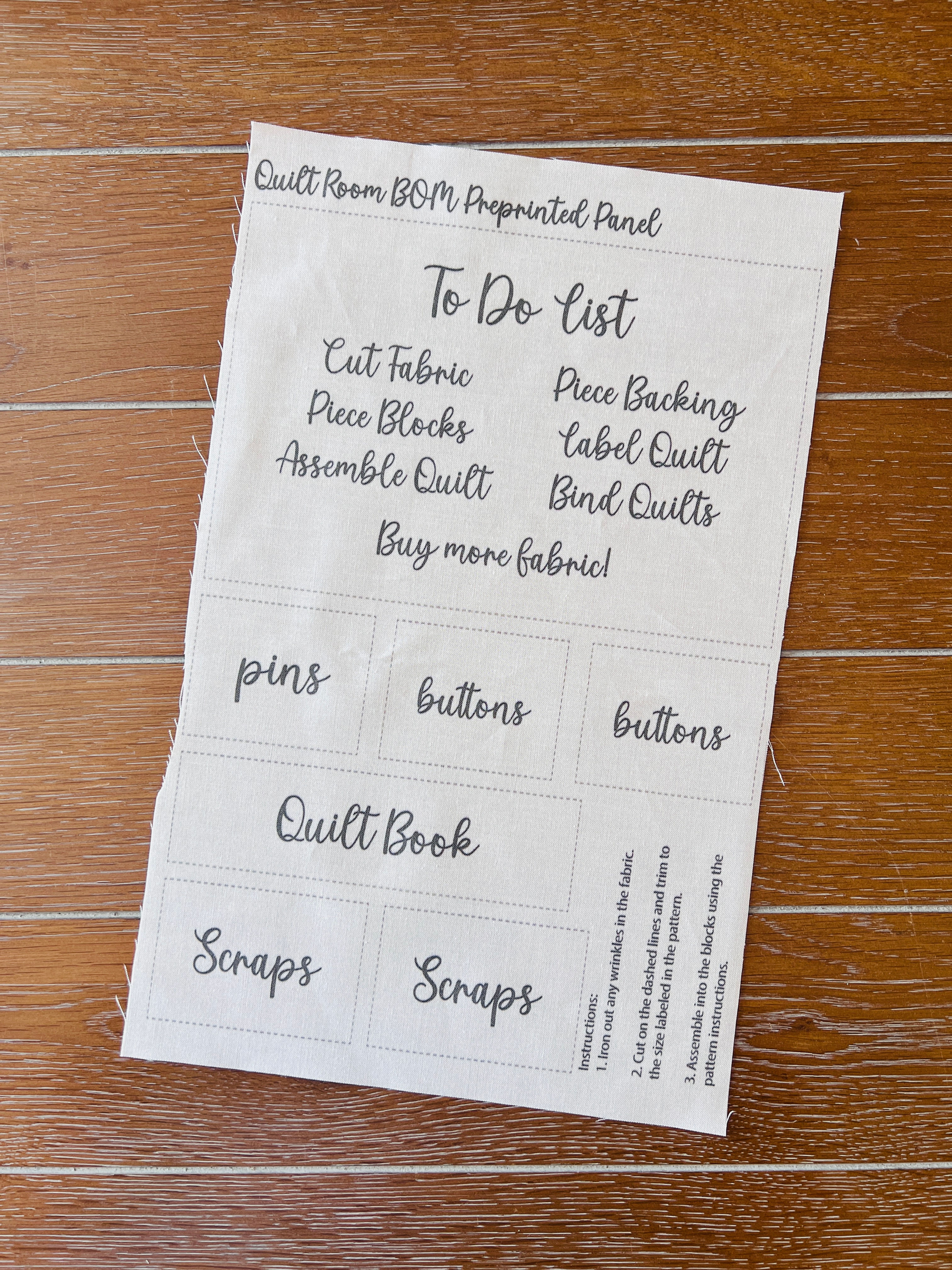 Quilt Room BOM Preprinted Panel - Dark Grey