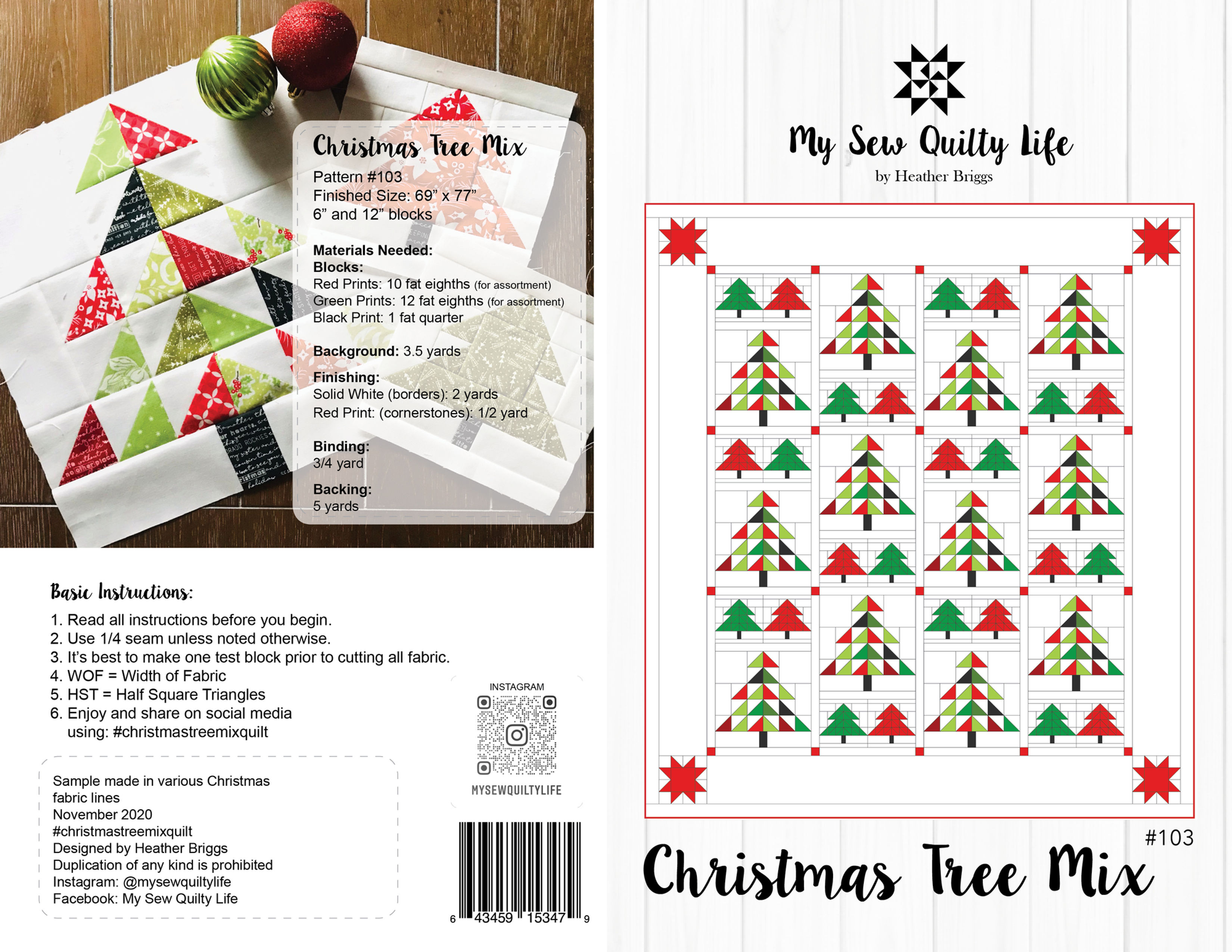 Christmas Tree Mix Quilt Paper Pattern