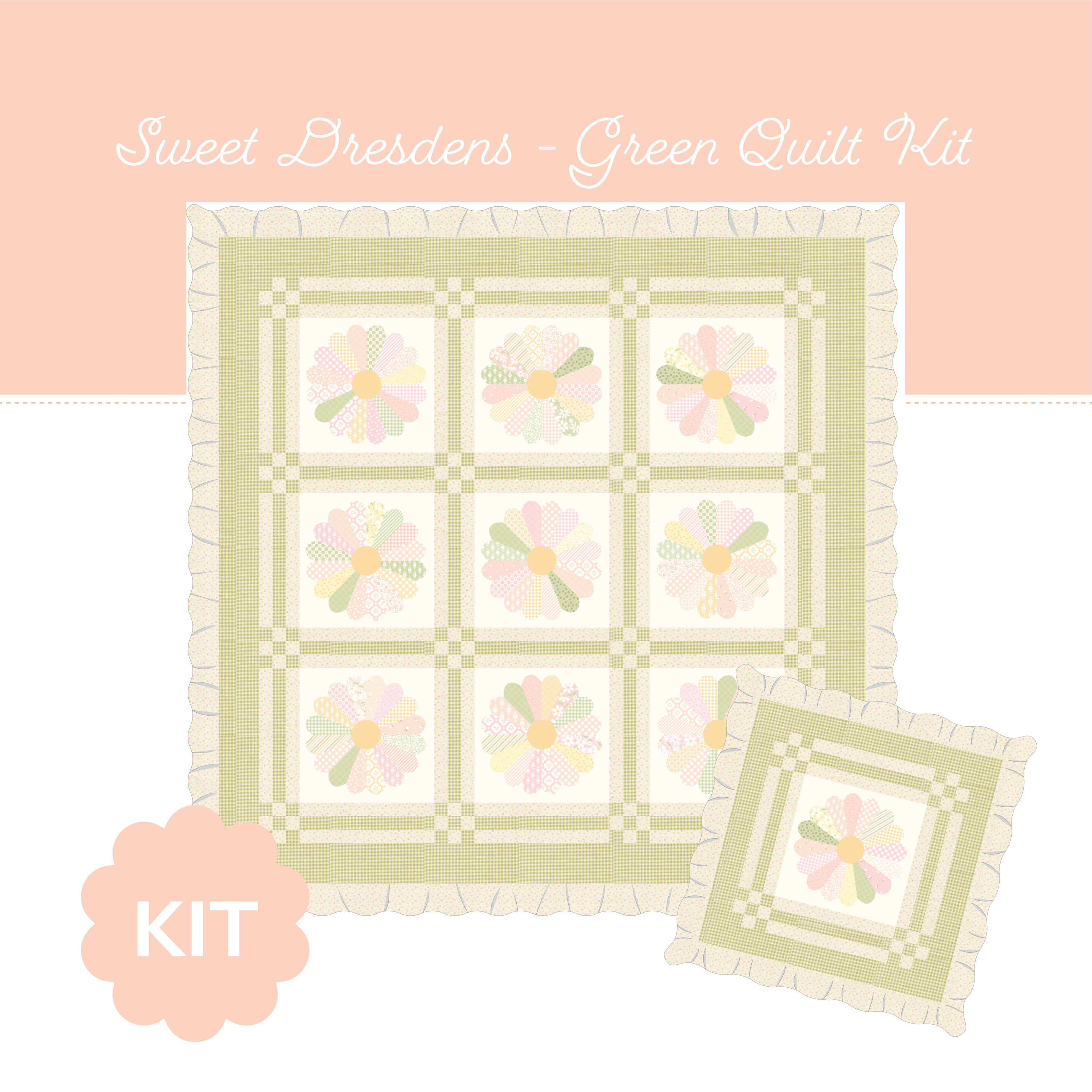 Preorder - Sweet Dresdens - Green Version - Quilt Kit