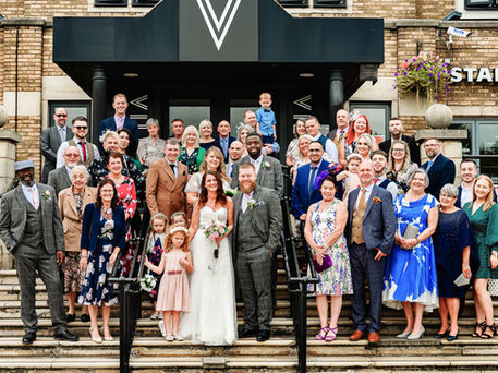 Front entrance group photo at Village hotel, Dudley