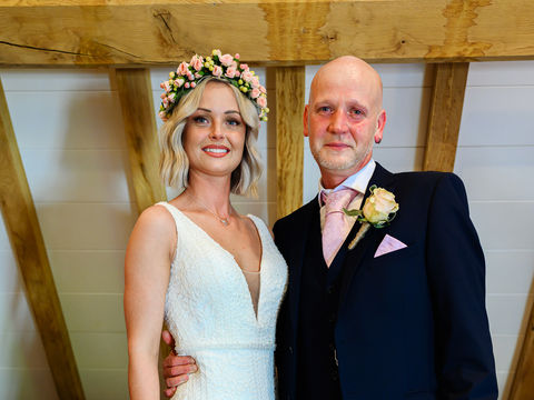 Bride and father, Redhouse Barn, Bromsgrove