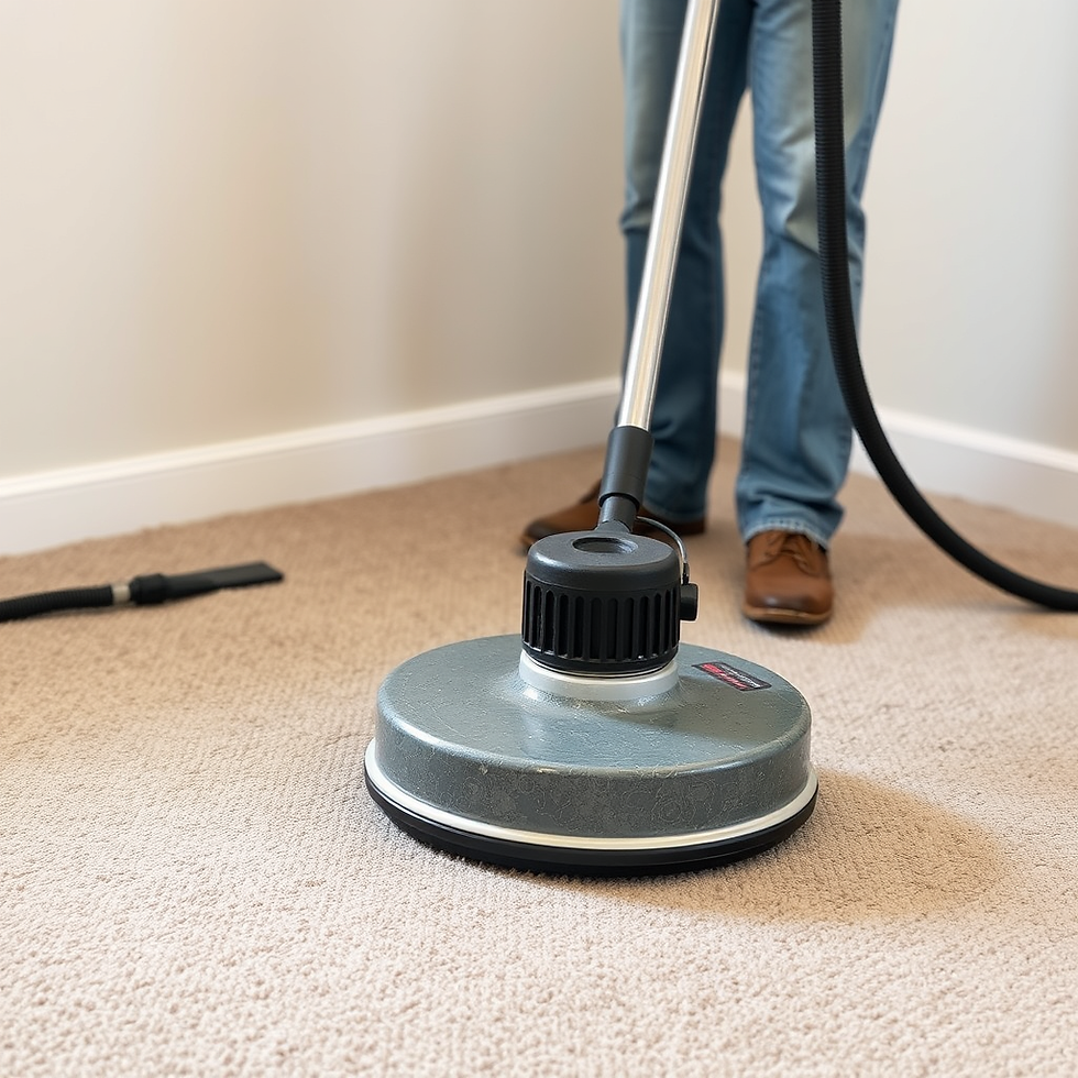 Close-up view of a professional carpet cleaning machine in action