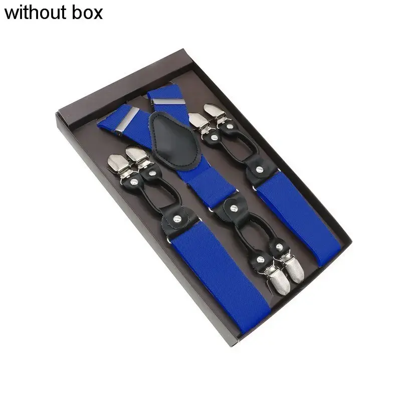Thumbnail: Black Real Leather 6 Clips Suspenders