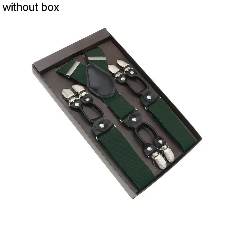 Thumbnail: Black Real Leather 6 Clips Suspenders