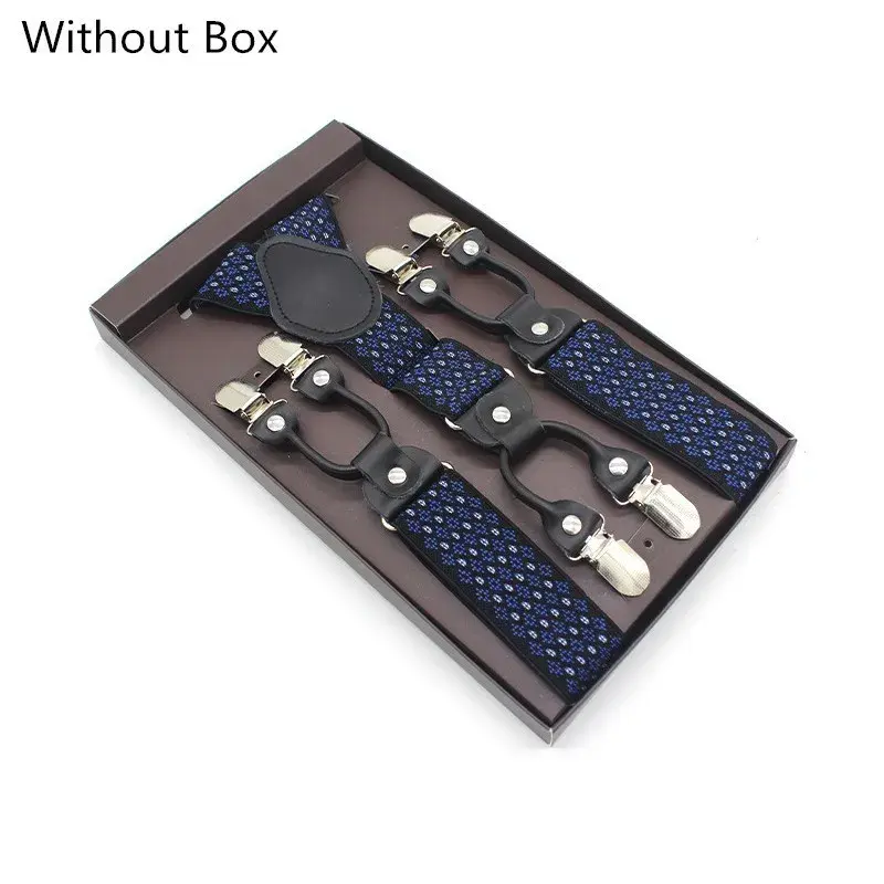 Thumbnail: Black Real Leather 6 Clips Suspenders