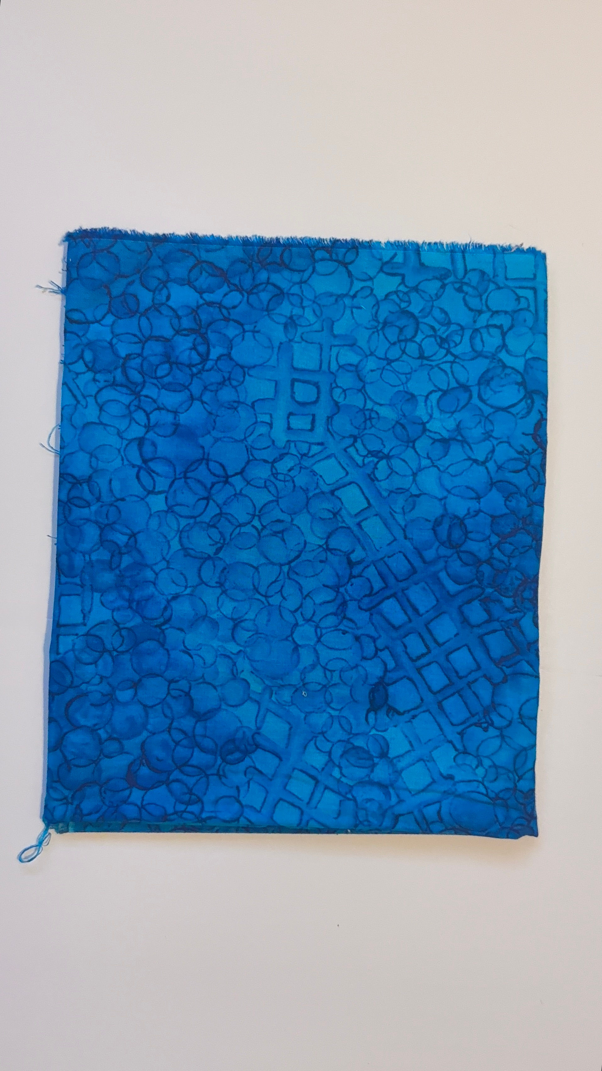 Blue Bubble Grid Fabric Yardage