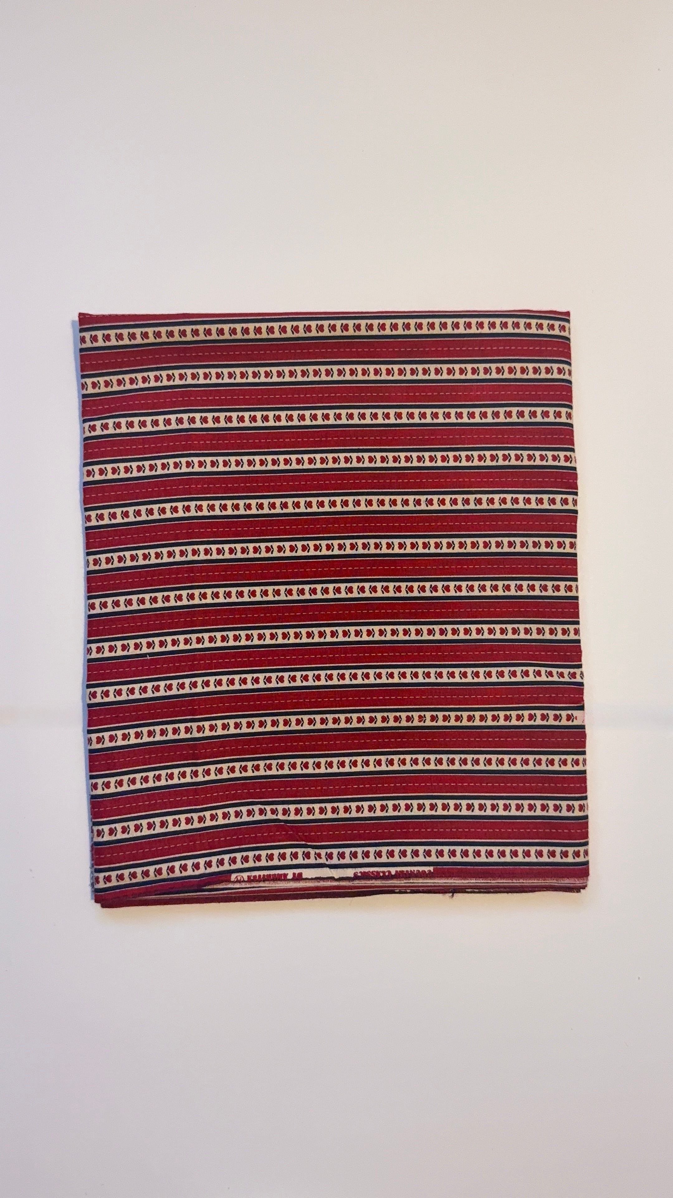 Vintage Heart Stripe Fabric Yardage