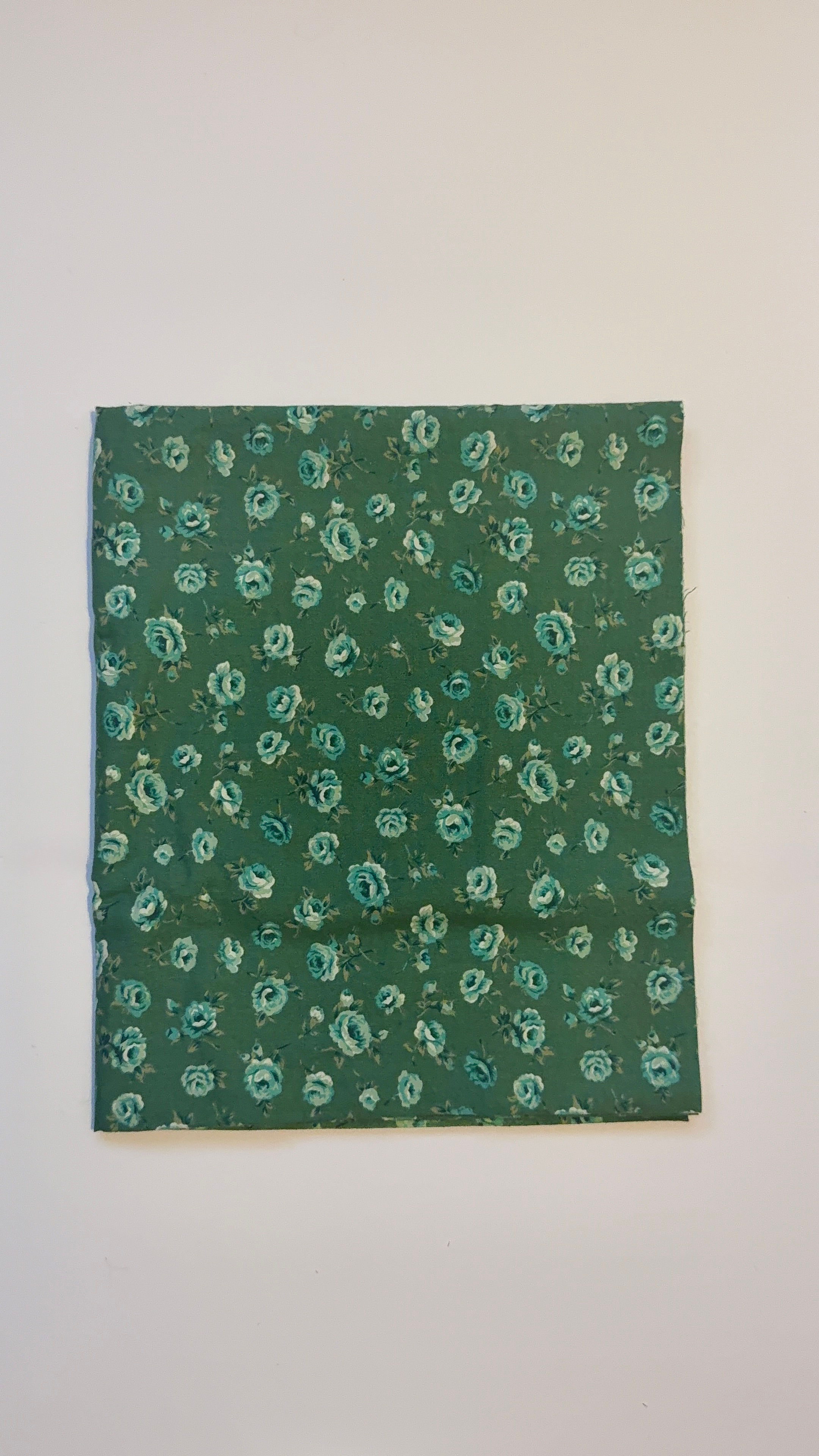 Vintage Green Rose Fabric Yardage