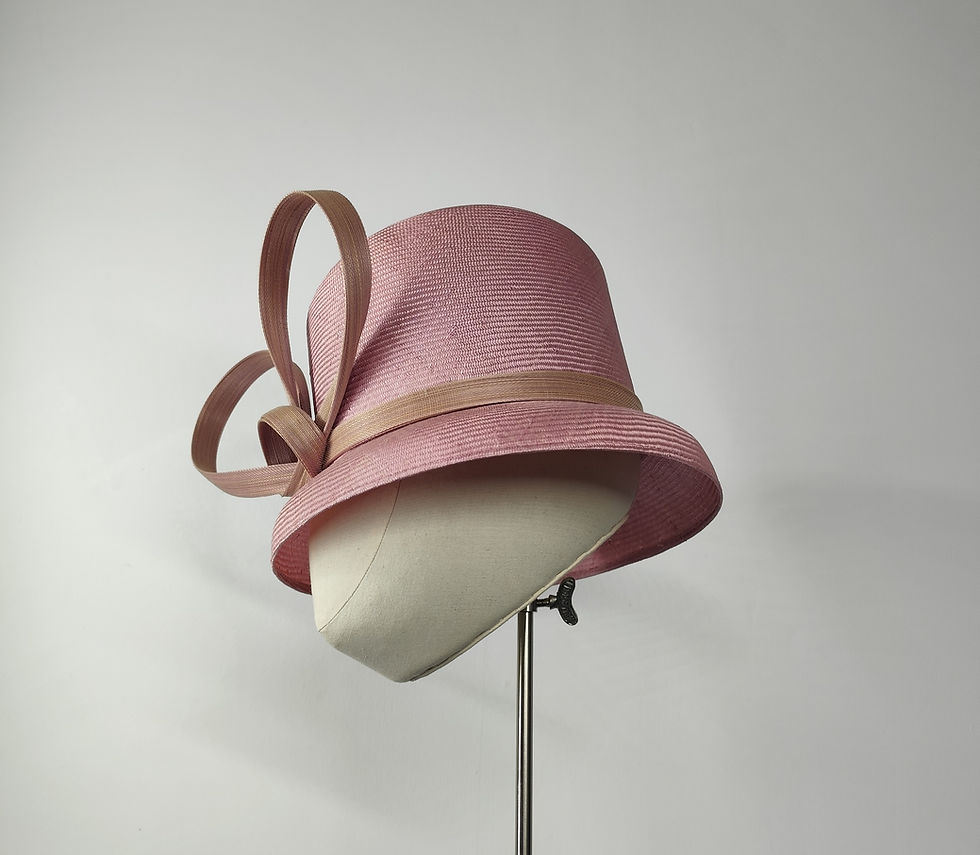 Thumbnail: Ms T in Baby Pink & Gold Trim - Philip Treacy