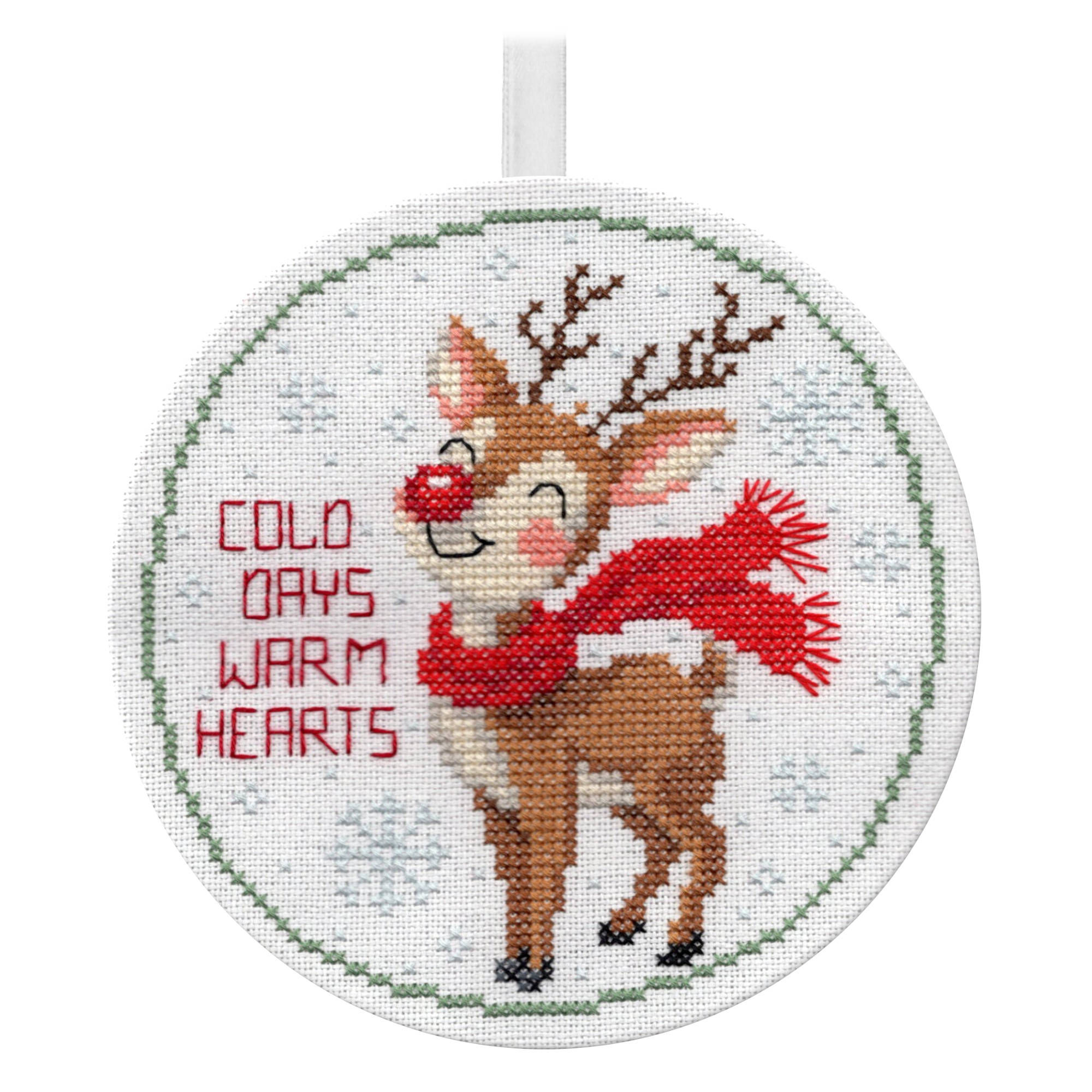 Cold Days Warm Hearts Reindeer Cross Stitch Pattern