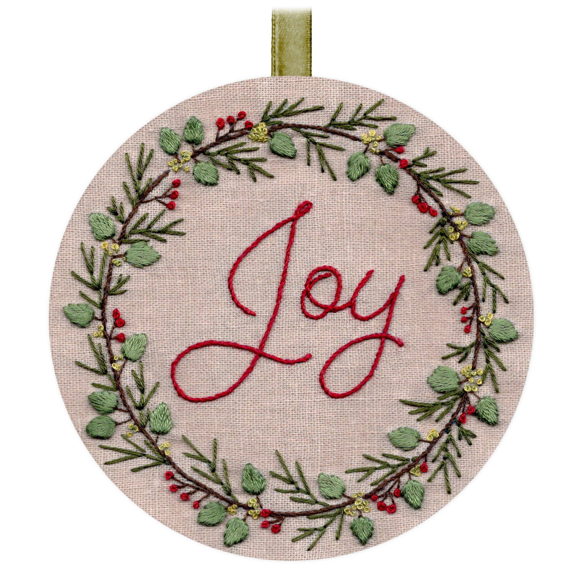 Joy Wreath Embroidery Pattern - Paper Pattern