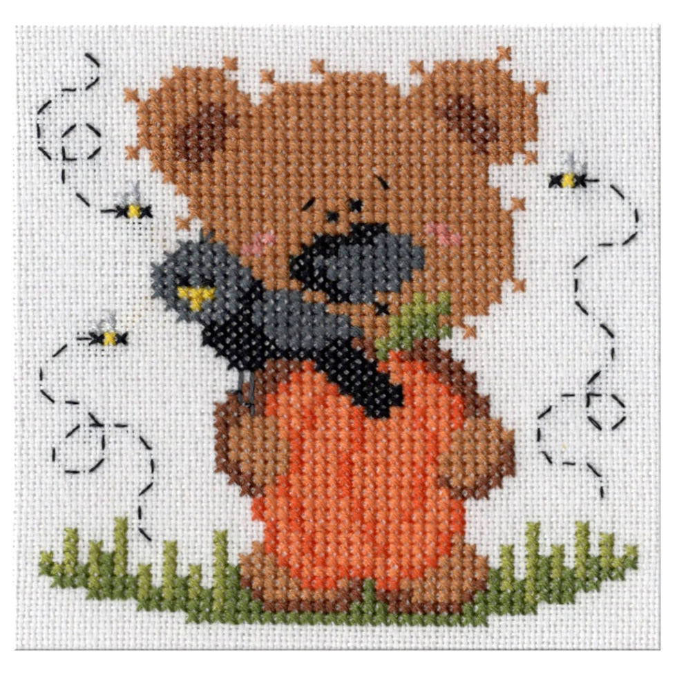 Ted's Day at the Pumpkin Patch Cross Stitch Pattern - PDF Pattern