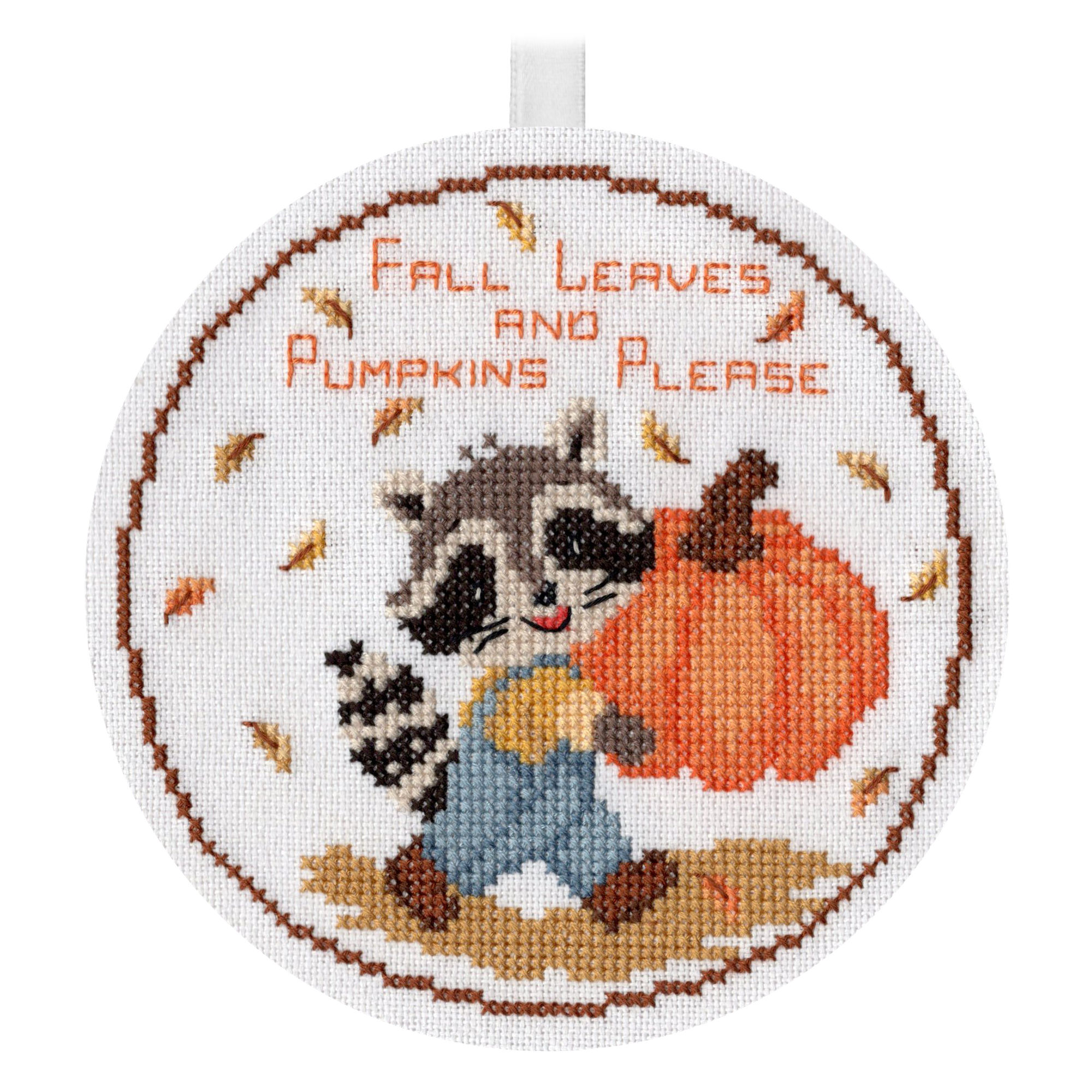 Fall Leaves and Pumpkin Please Cross Stitch Pattern - Paper Pattern