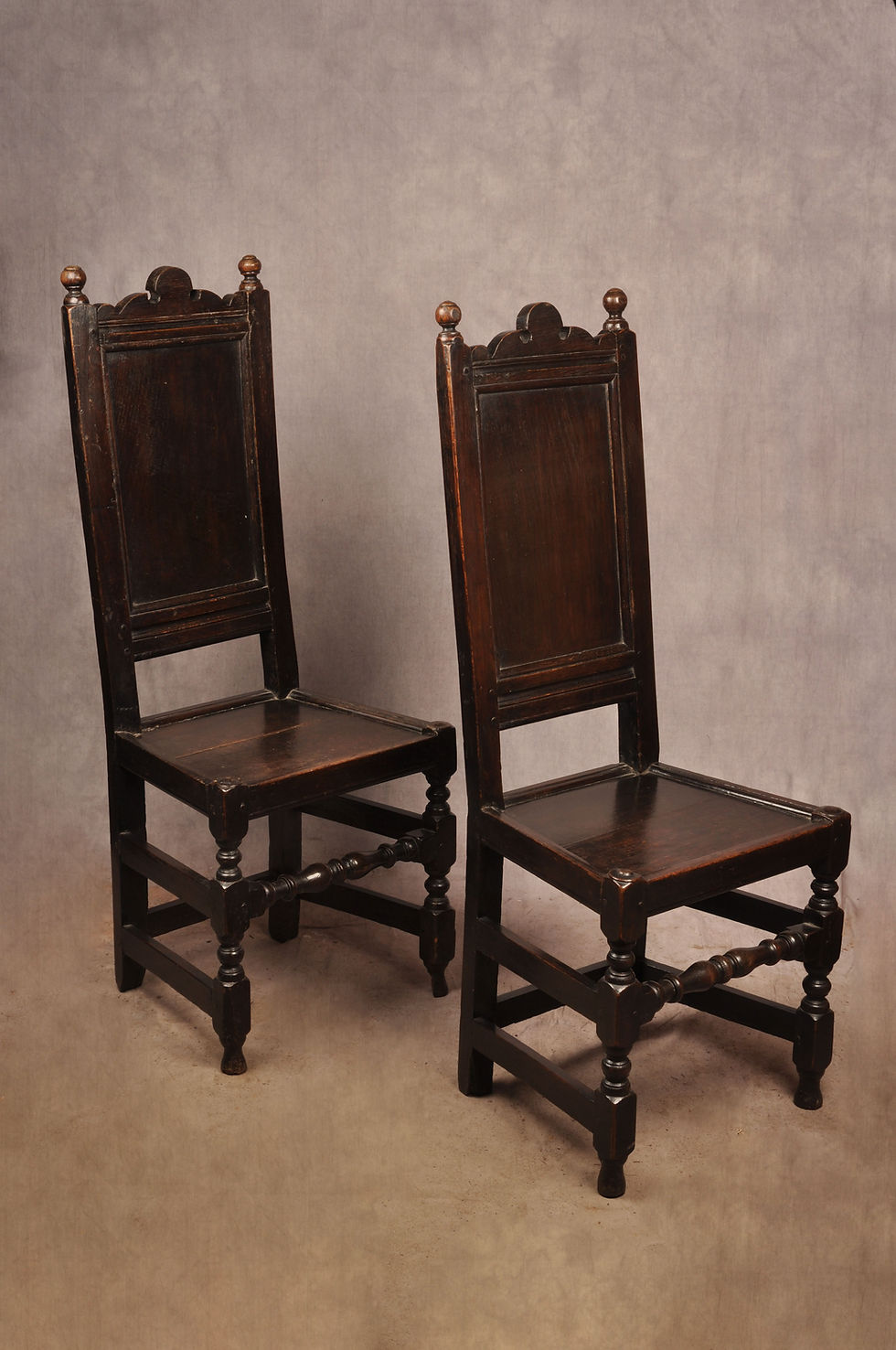 Thumbnail: Pair of 17th Century Oak Side Chairs