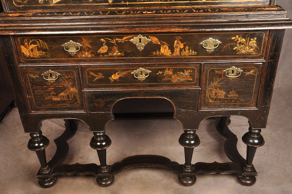 Thumbnail: Rare Early 18th Century Chinoiserie-japanned Chest On Stand