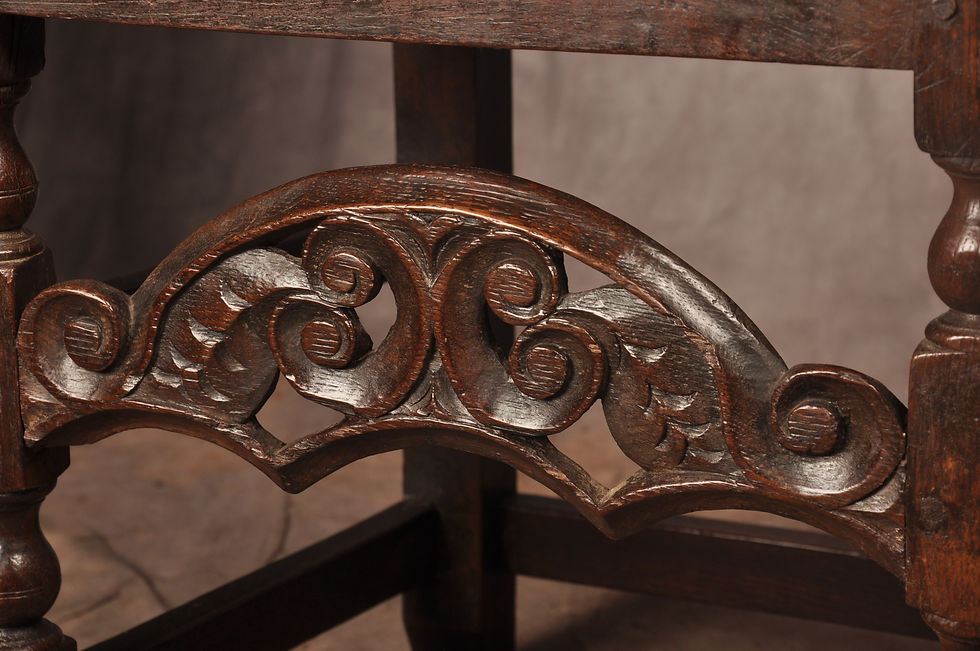 Thumbnail: Fine Pair of 17th Century Charles II Oak Chairs