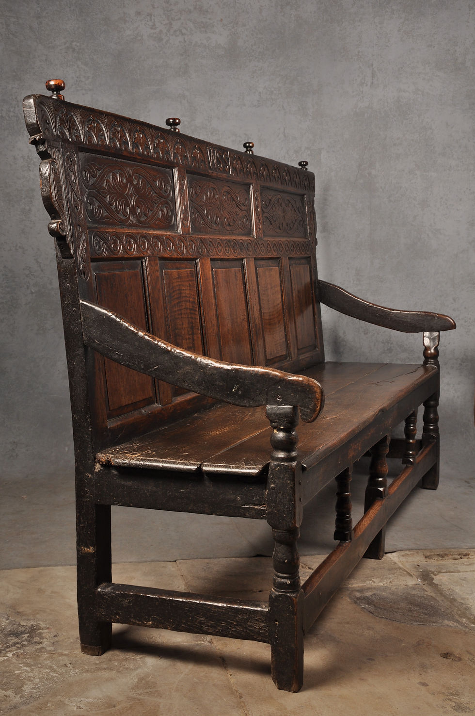 Thumbnail: Rare 17th Century Oak Settle