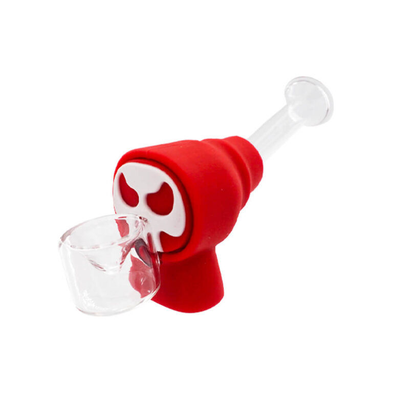Skull Glass-Silicone Pipe with Removable Pieces