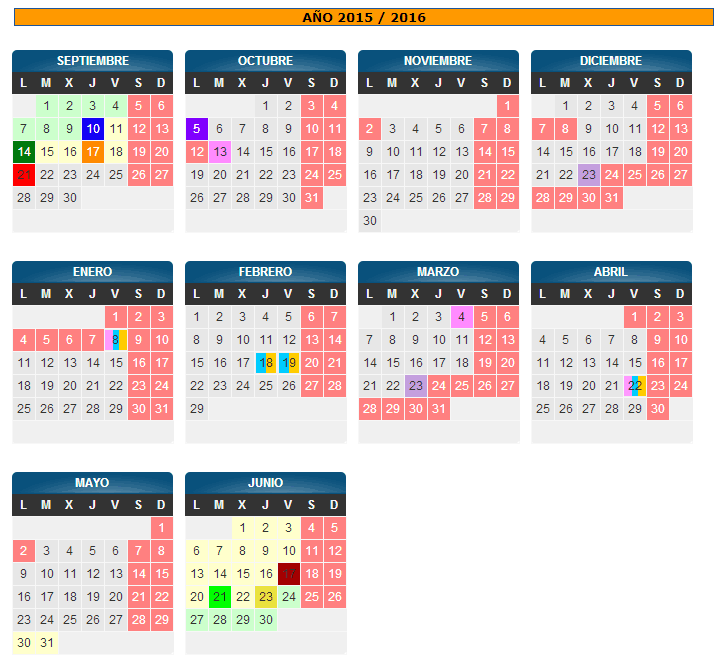 calendario escolar 2015-2016 Aragon CEIP LA LAGUNA