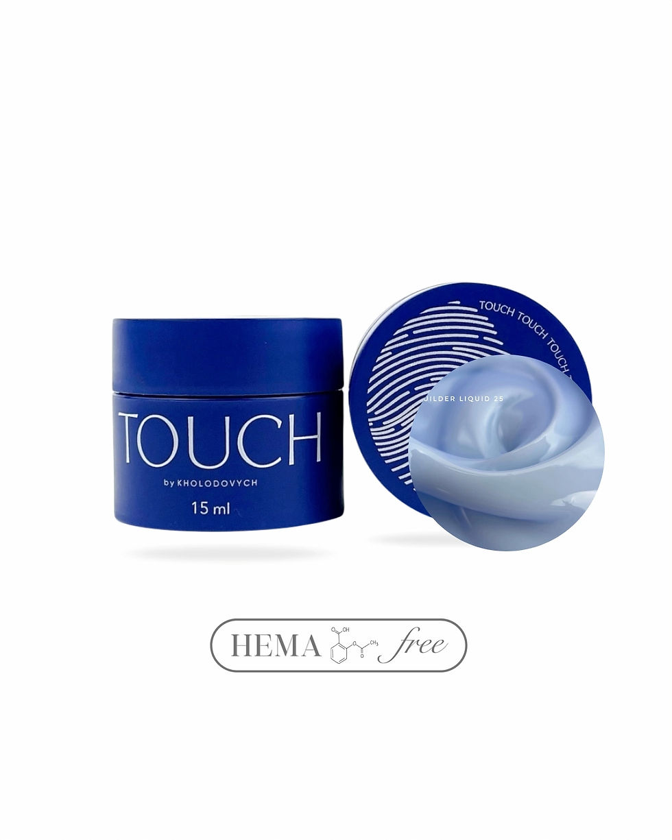 TOUCH BUILDER LIQUID jar and swirled blue gel