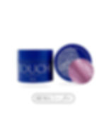 Blue jar labeled TOUCH with pink color swatch