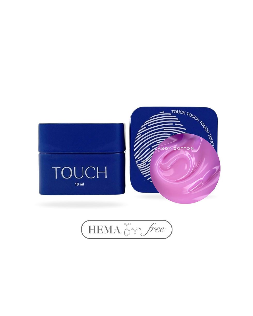 TOUCH BUILDER LIQUID jar with swirled pink gel, HEMA free