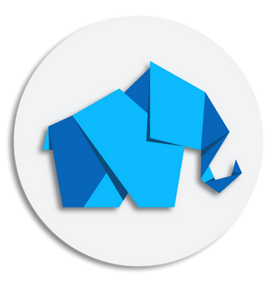 Horton Cloud logo of a blue origami elephant in a white circle