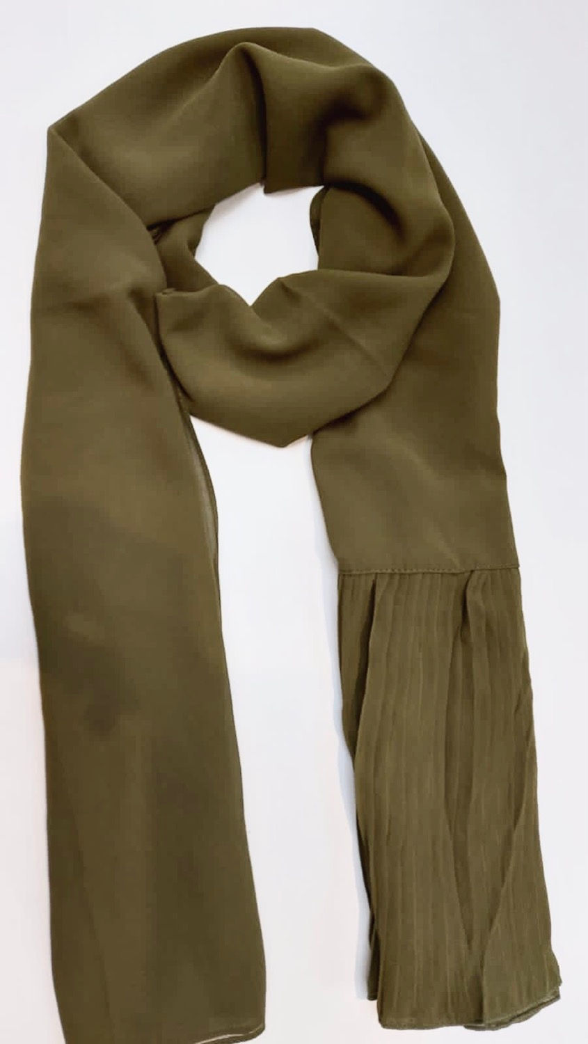 Pleated Wing Chiffon | Olive Green 