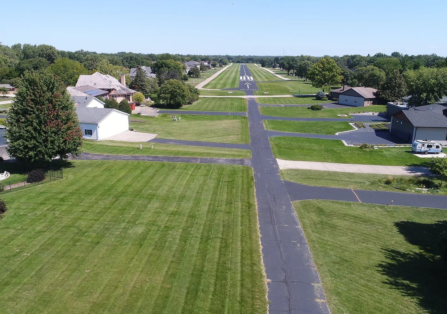Aerial view of the private airpark runway.
