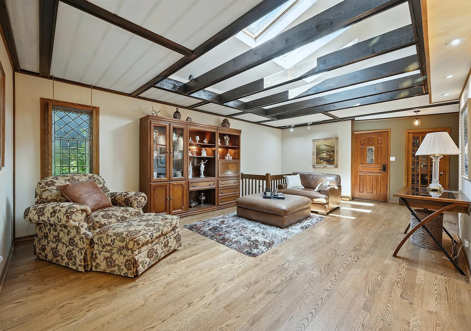 Living room with skylights