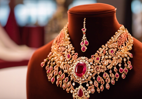 Bridal Indian gold necklace and bangles set with intricate design