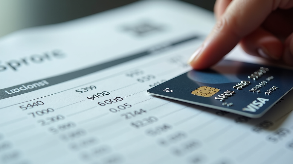 Close-up view of a credit card statement showing fees and charges