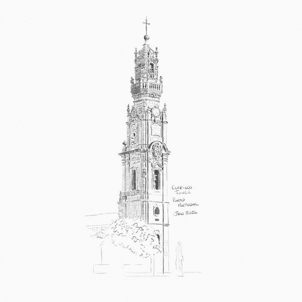 porto-church-tower-portugal-travel-sketch