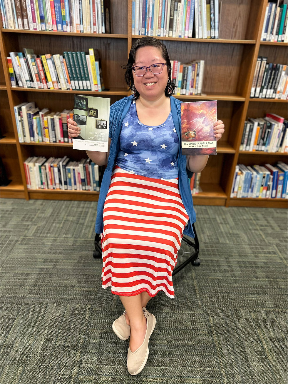 Lisa Kwong celebrates the Summer 2025 release of The Southern Poetry Anthology, Volume III: Contemporary Appalachia (Second Edition) (Texas Review Press), which includes three poems from Becoming AppalAsian. [Source: Ellie Moss, Ivy Tech Bloomington Library]