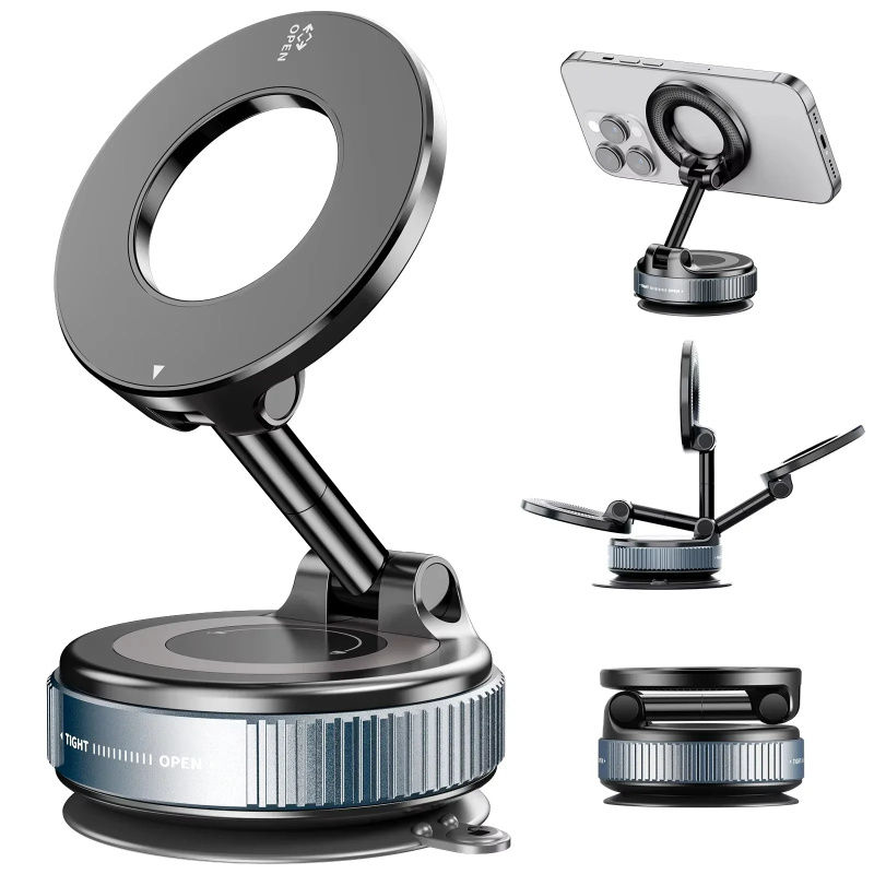 360° Magnetic Vacuum Car Phone Holder – Foldable Mount