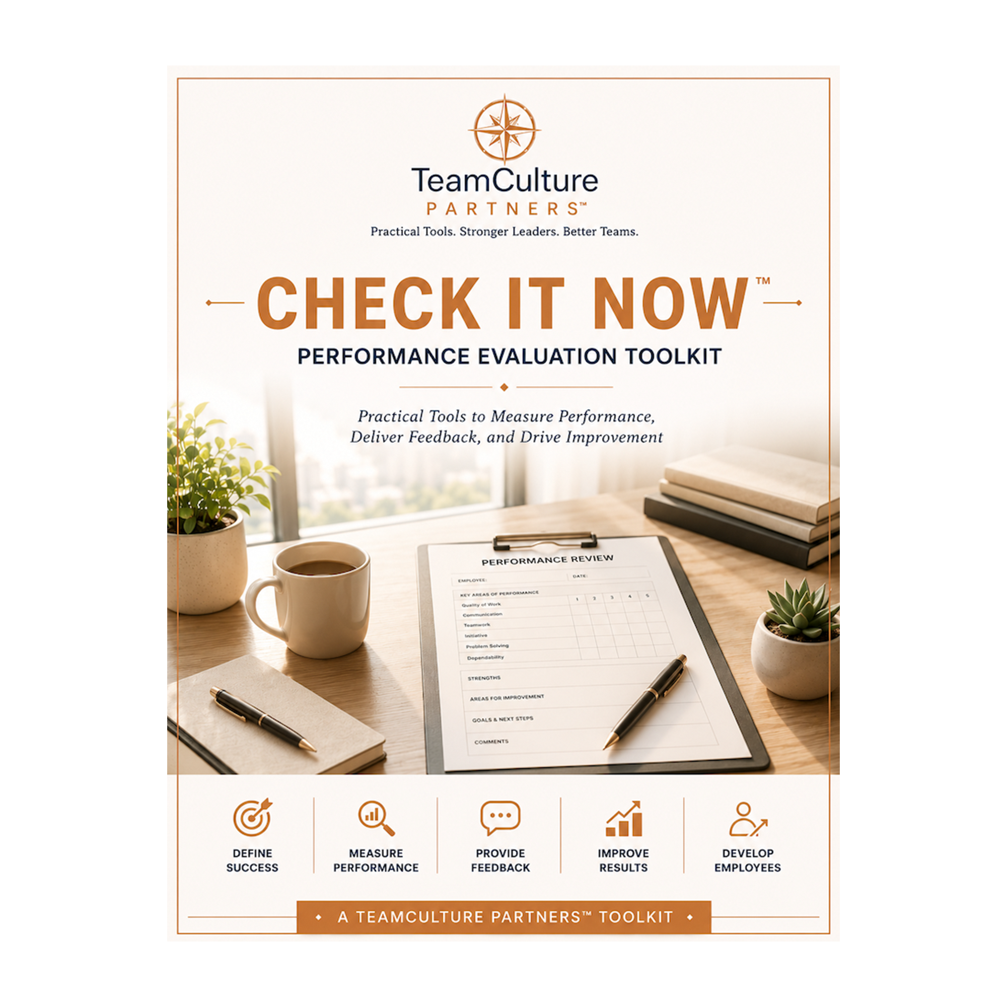 Performance management toolkit with practical tools for feedback, coaching, accountability, and employee growth.