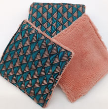 3 lingettes démaquillantes en bambou orange et tissus "triangle"