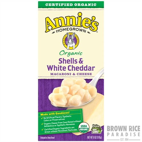 Annie's Homegrown Organic Pasta Shells & White Cheddar, 6 OZ