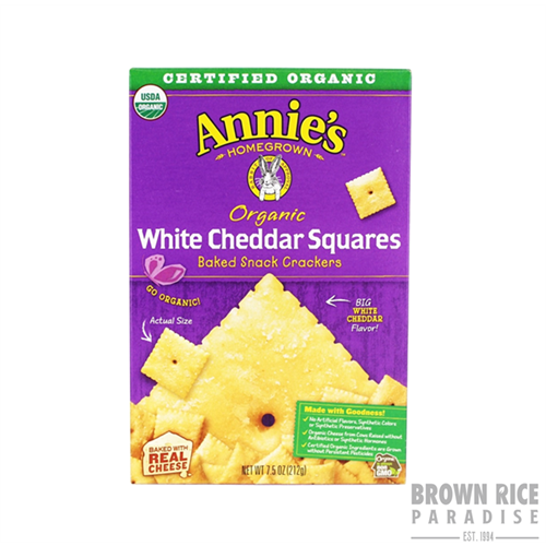 Annie's Homegrown Organic White Cheddar Squares Baked Snack Crackers, 7.5 OZ
