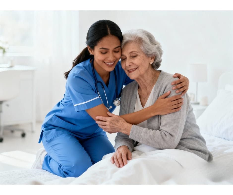 Nurse companion elderly with hug and smile.png