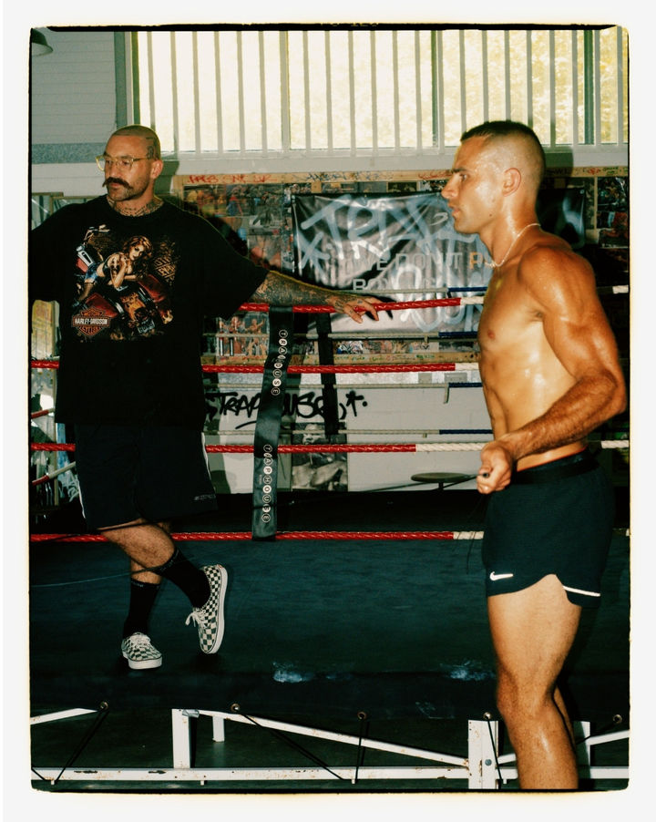 Jack coaching a boxer at Traphouse Boxing Gym