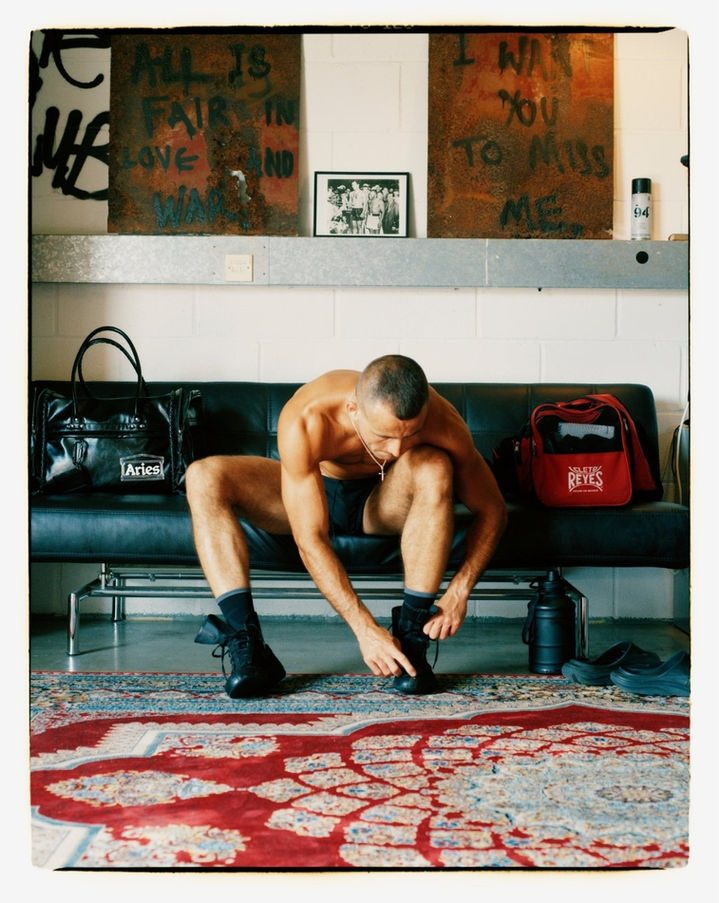 Boxer preparing for training at Traphouse Boxing Gym