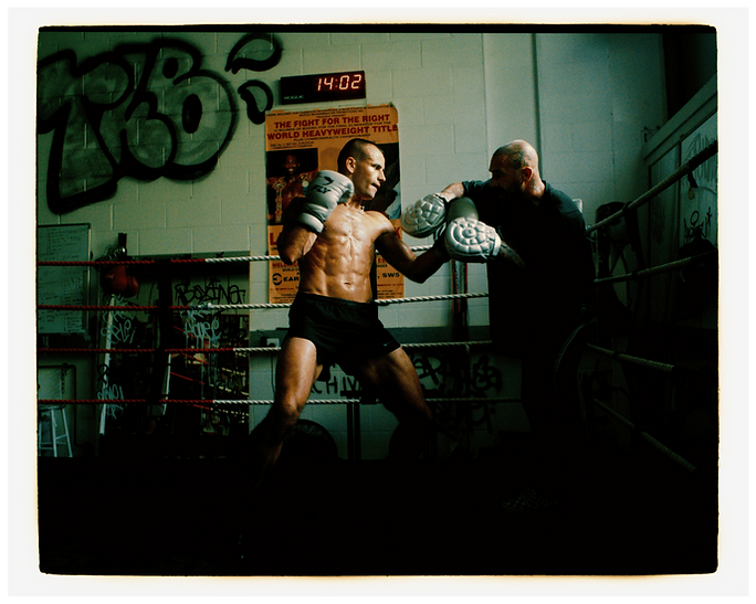 Boxing pad training inside Traphouse Boxing Gym in Folkestone