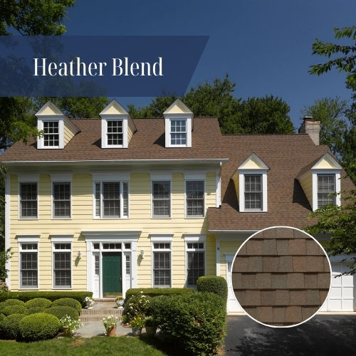 Heather Blend architectural shingles on a classic colonial-style home