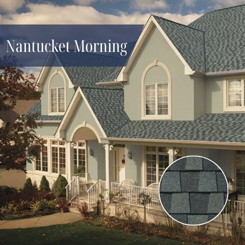 Nantucket Morning GAF Timberline HDZ shingles installed on a coastal-style Rhode Island home